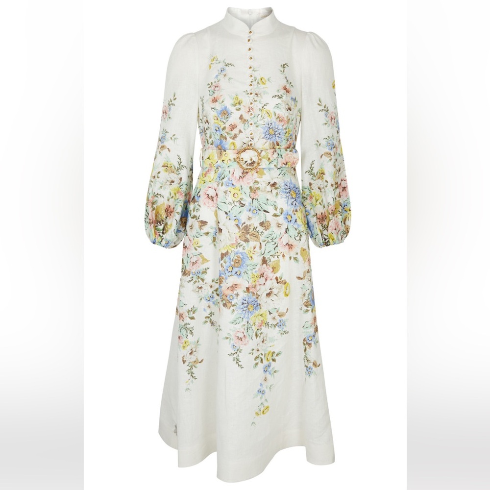 Zimmermann Matchmaker Floral Linen Midi Dress